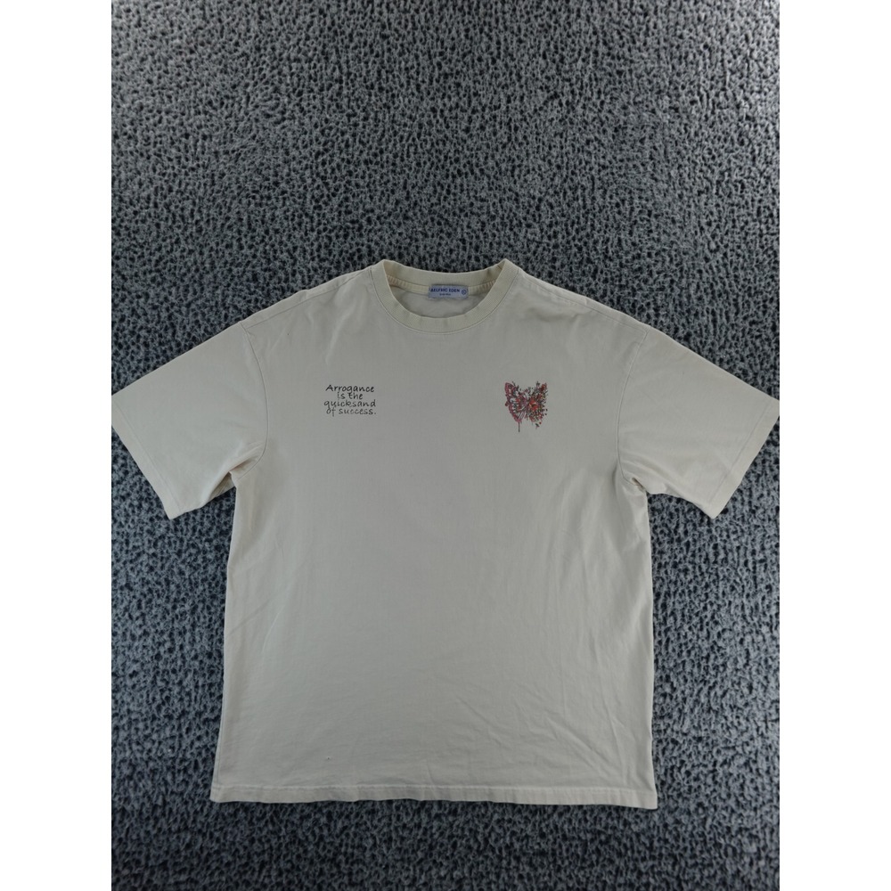 Aelfric Eden Cream Graphic T Shirt Butterfly Text Print Oversized XL‎